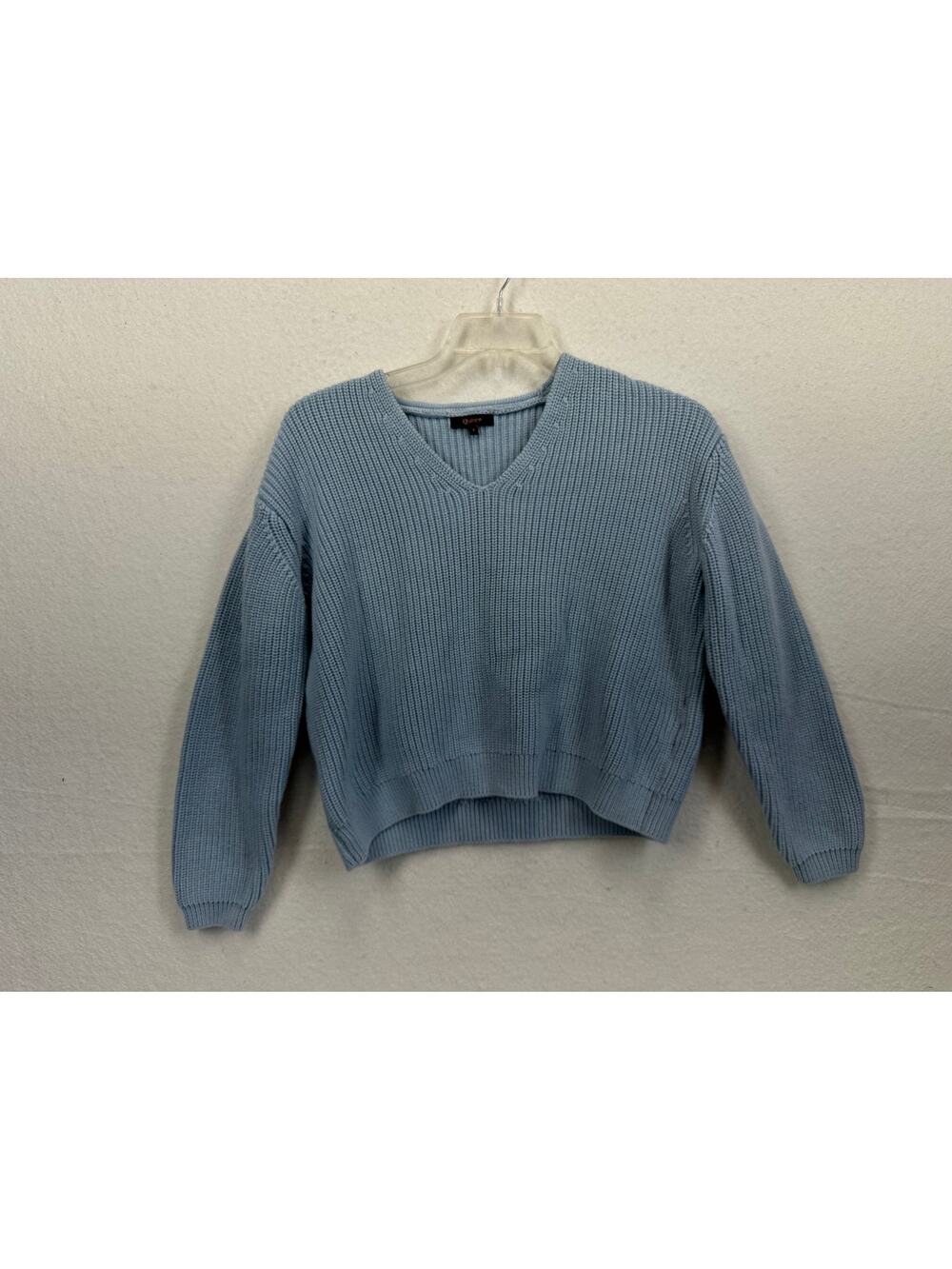 Quince 100% Organic Cotton Fisherman V-Neck Sweater SZ Small Classiccore Preppy